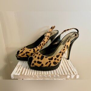 Steve Madden Leopard Print / Peep Toe / Slingback Heels - 7.5